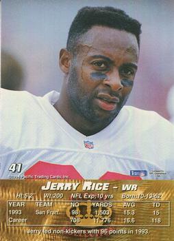 1994 Pacific #41 Jerry Rice Back