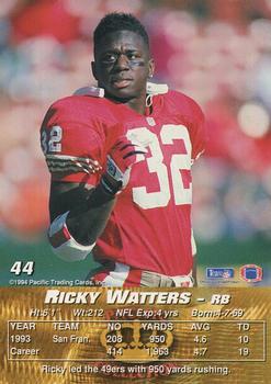 1994 Pacific #44 Ricky Watters Back