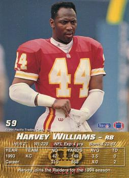 1994 Pacific #59 Harvey Williams Back