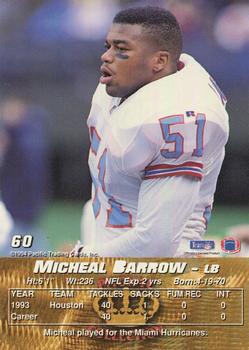 1994 Pacific #60 Micheal Barrow Back