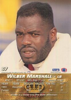 1994 Pacific #67 Wilber Marshall Back