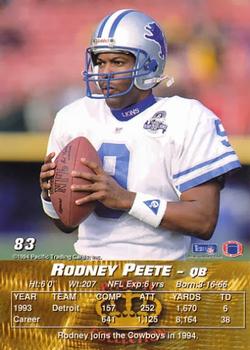 1994 Pacific #83 Rodney Peete Back