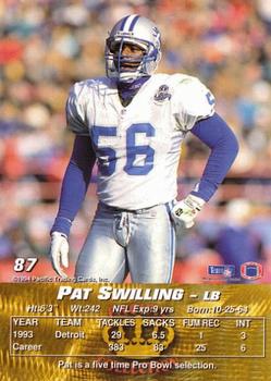 1994 Pacific #87 Pat Swilling Back