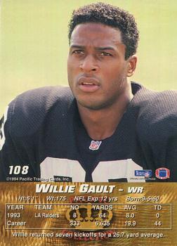 1994 Pacific #108 Willie Gault Back