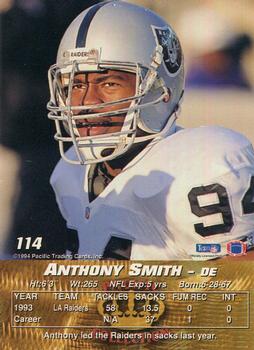 1994 Pacific #114 Anthony Smith Back