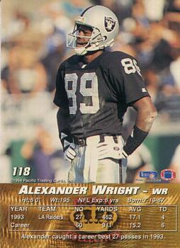 1994 Pacific #118 Alexander Wright Back