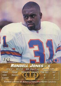 1994 Pacific #126 Rondell Jones Back