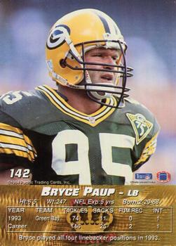 1994 Pacific #142 Bryce Paup Back