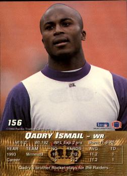 1994 Pacific #156 Qadry Ismail Back