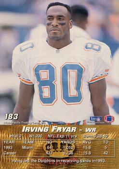 1994 Pacific #183 Irving Fryar Back