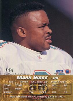 1994 Pacific #185 Mark Higgs Back