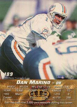 1994 Pacific #189 Dan Marino Back