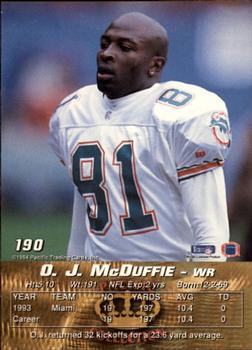 1994 Pacific #190 O.J. McDuffie Back