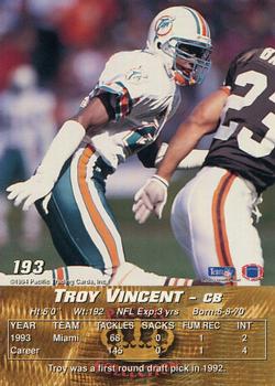 1994 Pacific #193 Troy Vincent Back