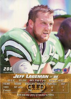 1994 Pacific #200 Jeff Lageman Back