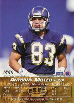 1994 Pacific #220 Anthony Miller Back