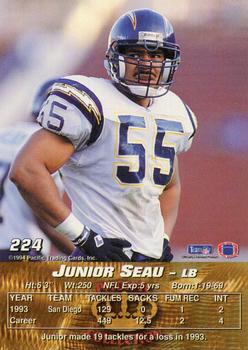 1994 Pacific #224 Junior Seau Back