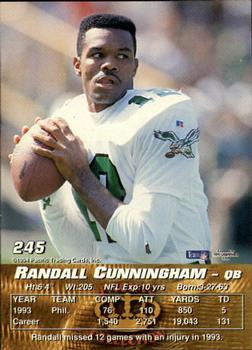 1994 Pacific #245 Randall Cunningham Back