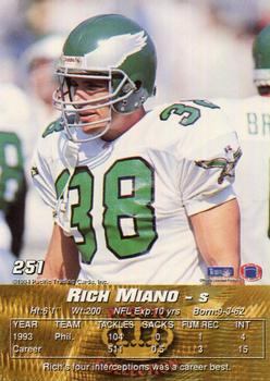 1994 Pacific #251 Rich Miano Back