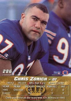 1994 Pacific #286 Chris Zorich Back