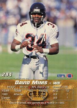1994 Pacific #294 David Mims Back
