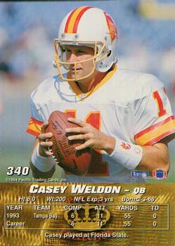 1994 Pacific #340 Casey Weldon Back