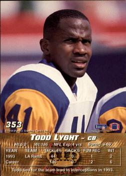 1994 Pacific #353 Todd Lyght Back