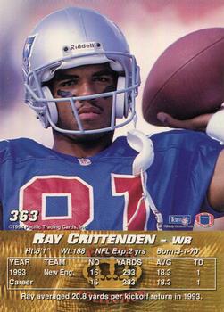 1994 Pacific #363 Ray Crittenden Back