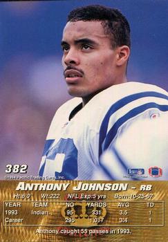 1994 Pacific #382 Anthony Johnson Back