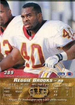 1994 Pacific #389 Reggie Brooks Back