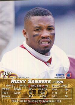 1994 Pacific #401 Ricky Sanders Back
