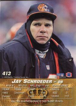 1994 Pacific #413 Jay Schroeder Back
