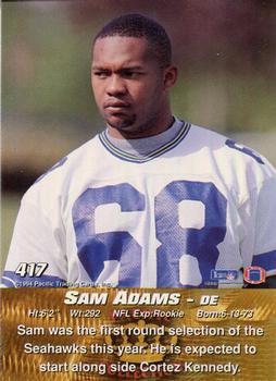 1994 Pacific #417 Sam Adams Back