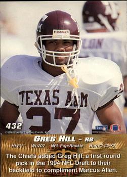 1994 Pacific #432 Greg Hill Back