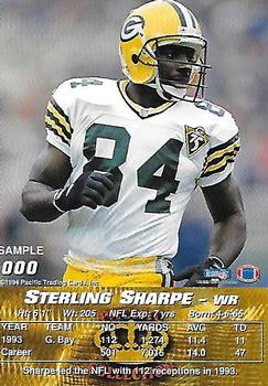 1994 Pacific #000 Sterling Sharpe Back