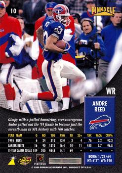 1996 Pinnacle - Foil #10 Andre Reed Back
