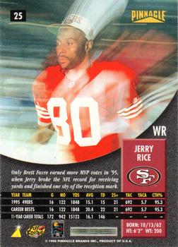 1996 Pinnacle - Foil #25 Jerry Rice Back