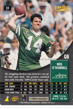 1996 Pinnacle - Foil #31 Neil O'Donnell Back