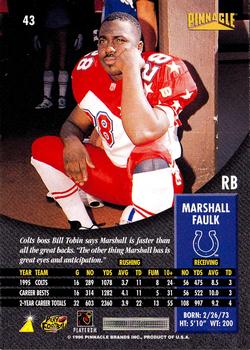 1996 Pinnacle - Foil #43 Marshall Faulk Back