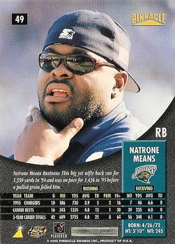 1996 Pinnacle - Foil #49 Natrone Means Back