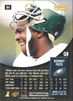 1996 Pinnacle - Foil #84 Rodney Peete Back