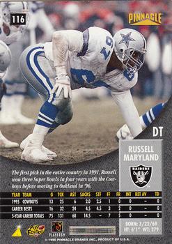 1996 Pinnacle - Foil #116 Russell Maryland Back
