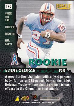 1996 Pinnacle - Foil #170 Eddie George Back