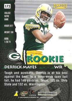 1996 Pinnacle - Foil #173 Derrick Mayes Back