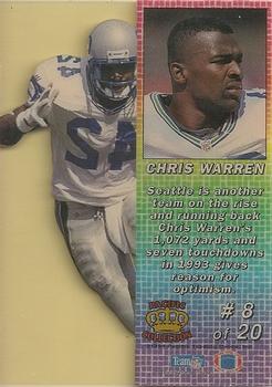 1994 Pacific - Crystalline Collection #8 Chris Warren Back