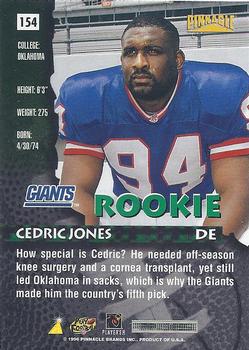 1996 Pinnacle Premium Stock #154 Cedric Jones Back