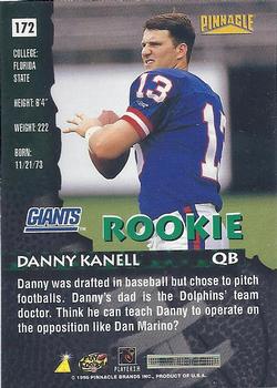 1996 Pinnacle Premium Stock #172 Danny Kanell Back