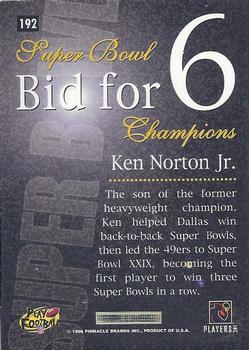 1996 Pinnacle Premium Stock #192 Ken Norton Jr. Back