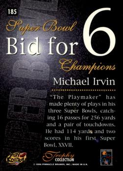 1996 Pinnacle - Trophy Collection #185 Michael Irvin Back