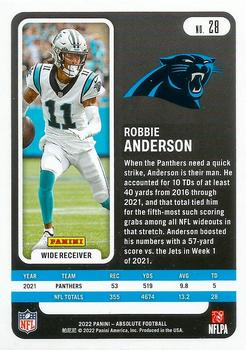 2022 Panini Absolute - Green #28 Robbie Anderson Back
